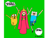 Desenho Jake, Princesa Bubblegum e Finn pintado por  MANOEL