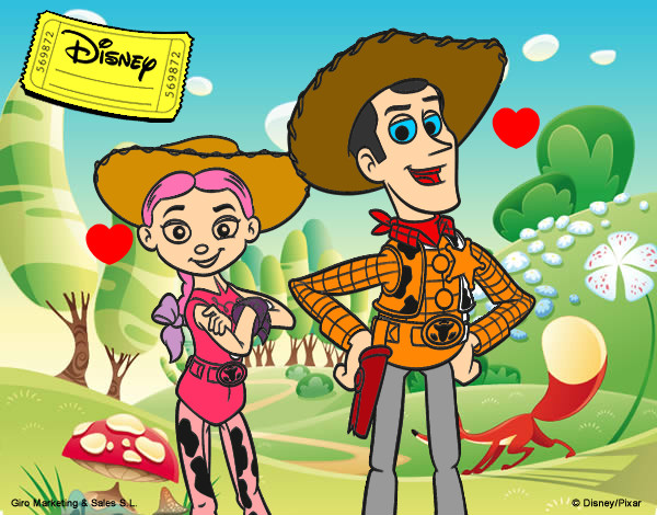 Desenho Jessie e Woody pintado por iolanda