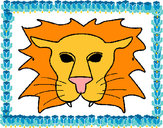 Desenho Leão pintado por vito