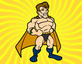 Desenho Super-herói musculoso pintado por iolanda