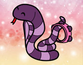Desenho Cobra com tamborin pintado por raiana