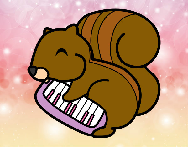 Desenho Esquilo pianista pintado por raiana