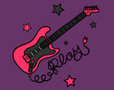 Desenho Guitarra e estrelas pintado por mimarock