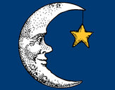 Desenho Lua e estrela pintado por Sambiel