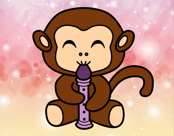 Desenho Macaco flautista pintado por raiana