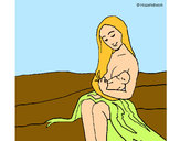 Desenho Mãe e filho  pintado por Myllena