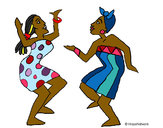 Desenho Mulheres a dançar pintado por Queli 
