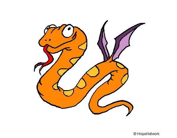 Desenho Serpente com asas pintado por vito