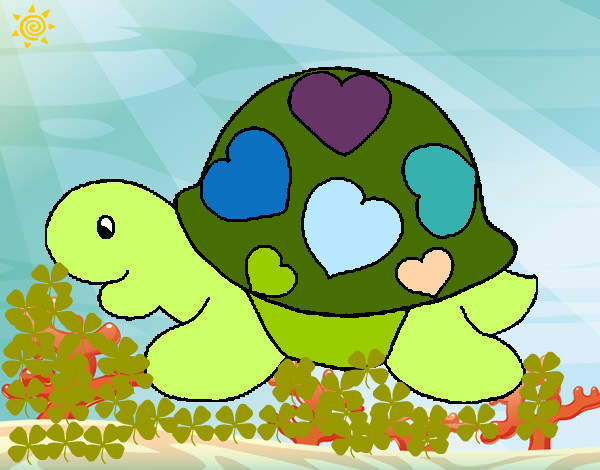 Desenho Tartaruga com corações pintado por Sambiel