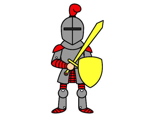 Desenho Cavaleiro com espada e escudo pintado por REXY