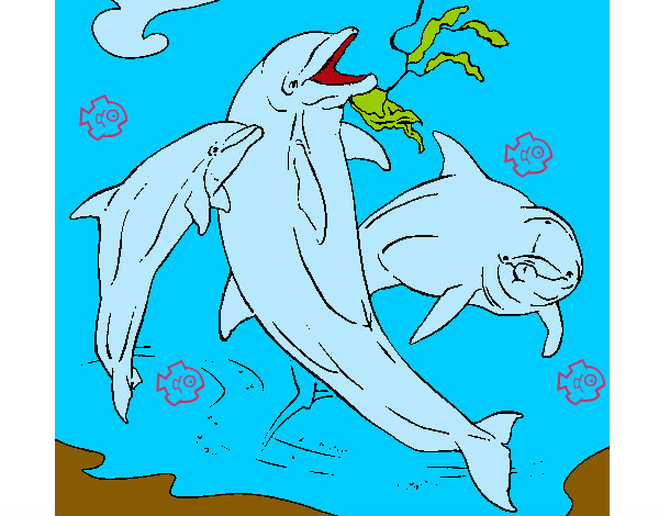Desenho Golfinhos a brincar pintado por capitao