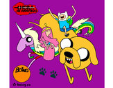 Desenho Jake, Finn, Princesa Bubblegum e Rainbow Lady pintado por REXY