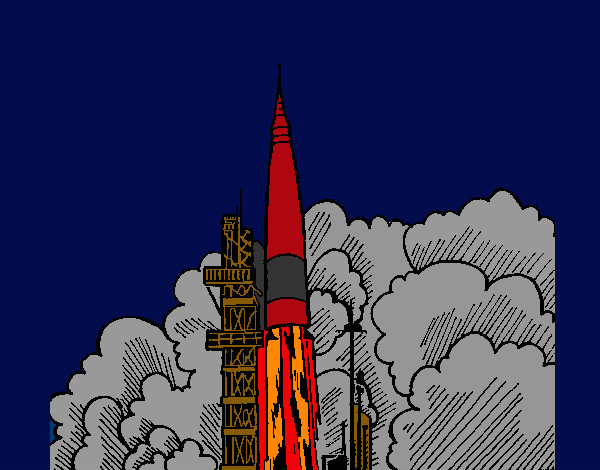Desenho Lançamento foguete pintado por Marinha