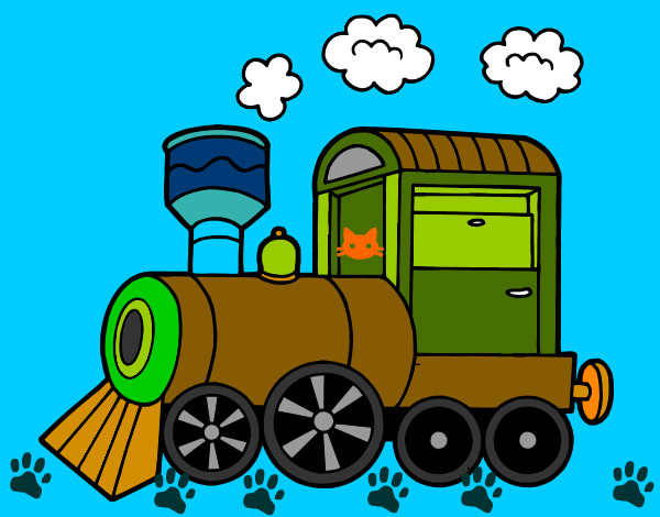 Desenho Locomotiva a vapor pintado por flavinha
