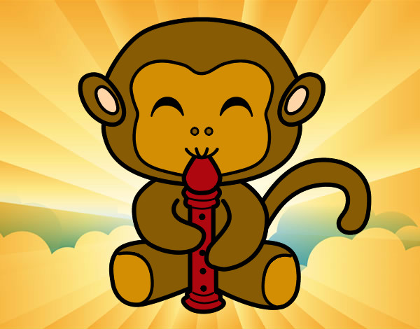 Desenho Macaco flautista pintado por grachi