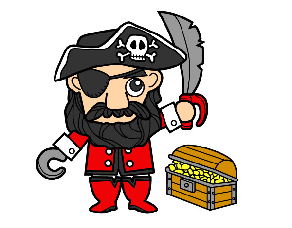 Desenho Pirata com tesouro pintado por REXY
