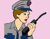 Desenho Polícia com um walkie pintado por Marinha
