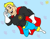 Desenho Superherói voando pintado por Sthefani