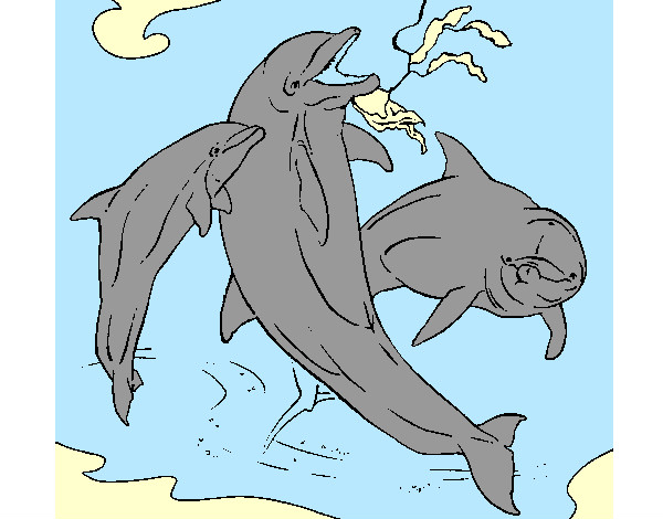 Desenho Golfinhos a brincar pintado por estherisis