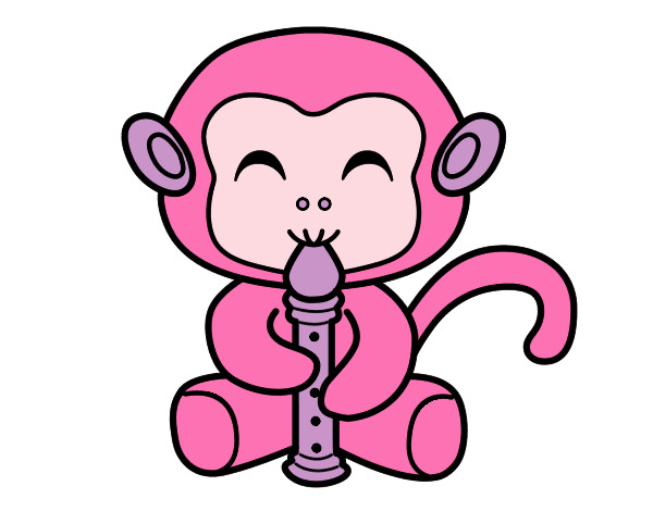 Desenho Macaco flautista pintado por rafy