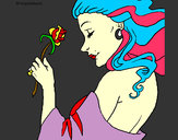 Desenho Princesa com uma rosa pintado por jocelia