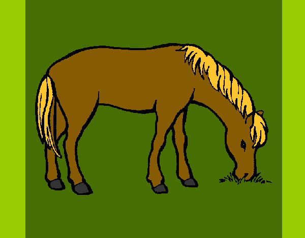 Desenho Cavalo a comer  pintado por lininha