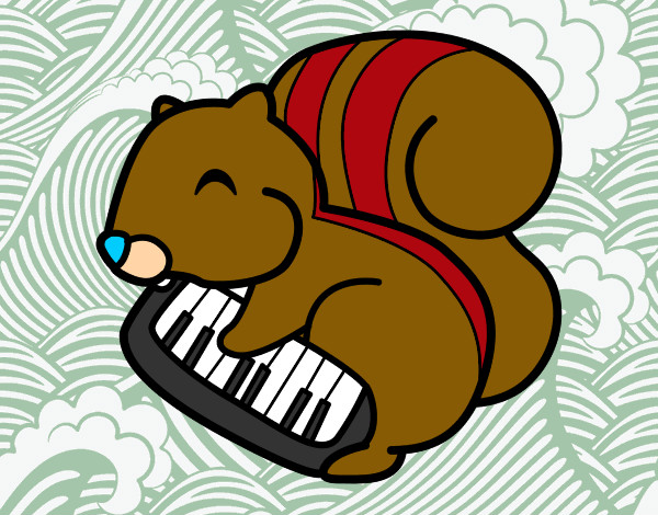 Desenho Esquilo pianista pintado por lininha
