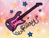 Desenho Guitarra e estrelas pintado por biat