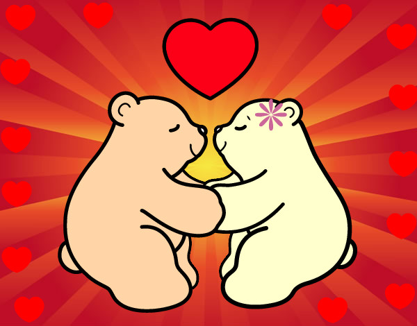 Desenho Os ursos polares amar pintado por Miudinha