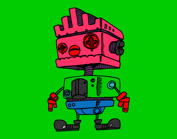 Desenho Robot com Moicano pintado por Pintora