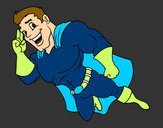 Desenho Superherói voando pintado por NBalduino
