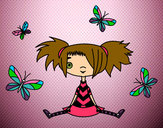 Desenho Menina com borboletas pintado por eduar