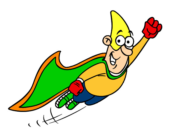 Desenho Super-herói voando pintado por nathan