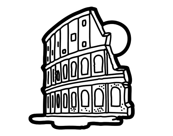 Desenho Coliseu de Roma pintado por loneves