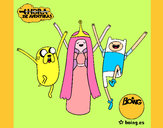 Desenho Jake, Princesa Bubblegum e Finn pintado por fadinhaana