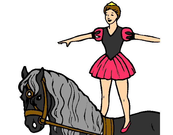 Desenho Trapezista em cima do cavalo pintado por eduar