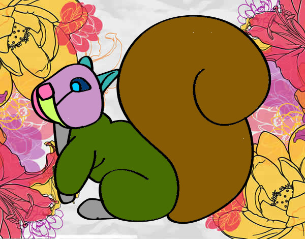 Desenho Esquilo com uma cauda grande pintado por Analuizaor