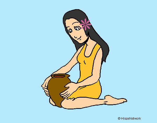 Desenho Mulher e jarrão pintado por ImShampoo