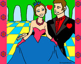 Desenho Princesa e príncipe no baile pintado por LOOH