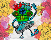 Desenho Robô DJ pintado por chaves