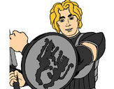 Desenho Cavaleiro com escudo de leão pintado por Eduardo218