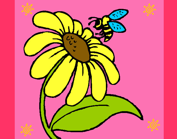Desenho Margarida com abelha pintado por Livinha 