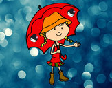 Desenho Menina com guarda-chuva pintado por sara1234