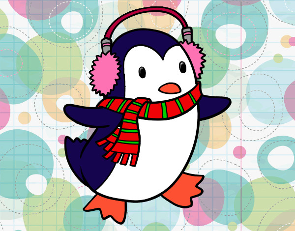 Desenho Pinguim com cachecol pintado por ImShampoo