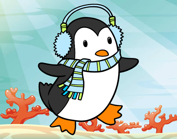 Desenho Pinguim com cachecol pintado por Mihh