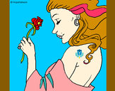 Desenho Princesa com uma rosa pintado por Cristhin
