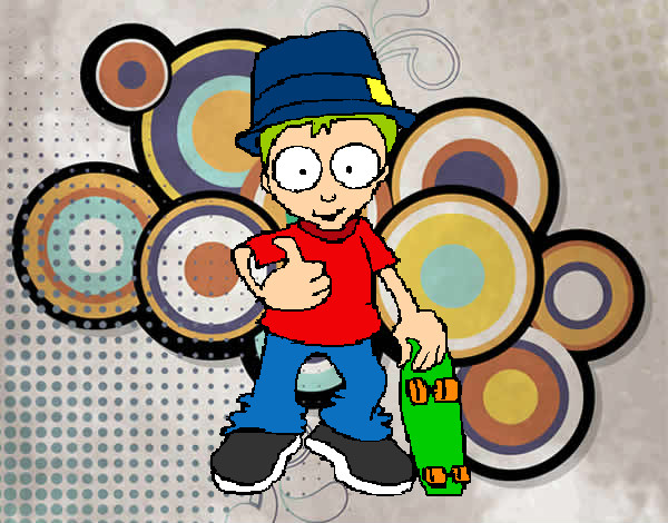 Desenho Rapaz com skate pintado por ImShampoo
