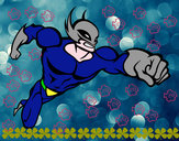 Desenho Super-herói sem uma capa pintado por lobisoma