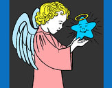 Desenho Anjo e estrela pintado por joicinha