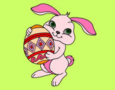 Desenho Coelho com ovo Páscoa pintado por dyana
